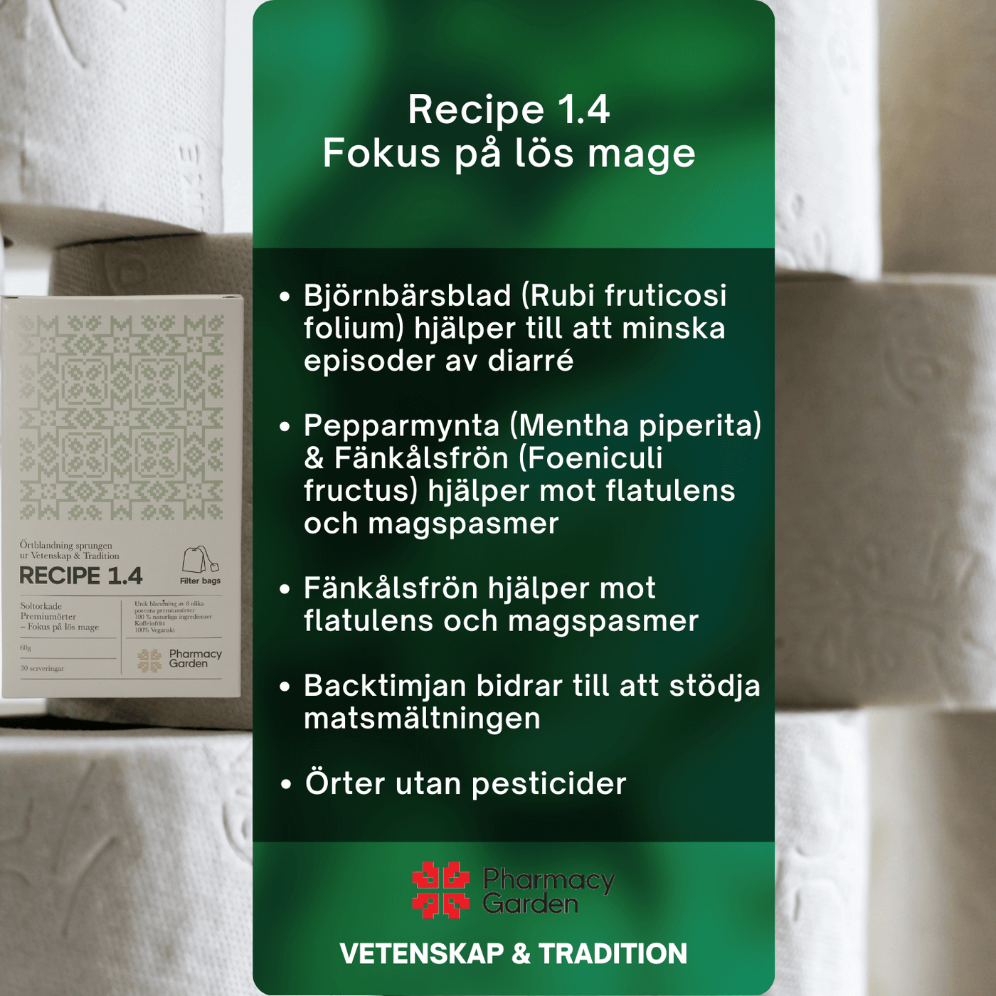 Recipe 1.4 - Fokus på lös mage (Örtinfusion)